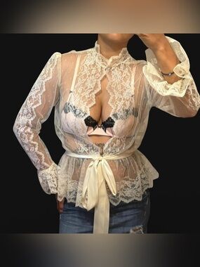 White Floral Lace Cardigan Top!